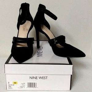 Nine West black suade heels 8